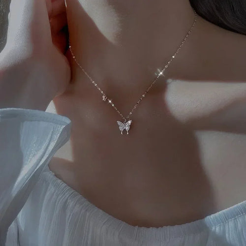 Collier Papillon Cristal – Pendentif Élégant en Zircon
